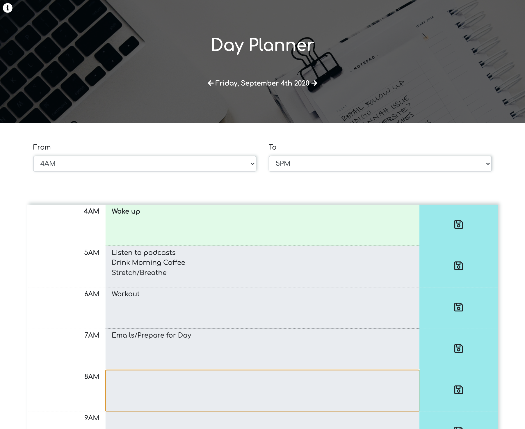 Screenshot of Day Planner