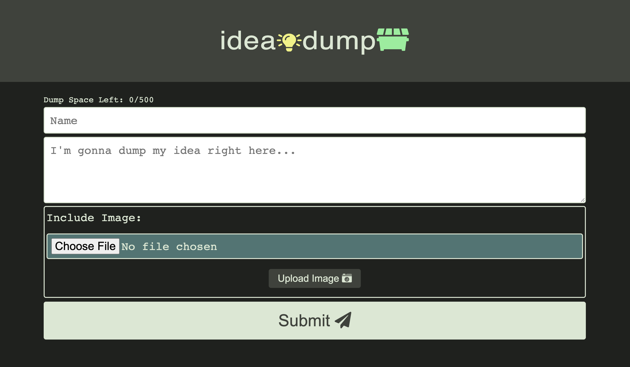 Screenshot of Idea Dump App