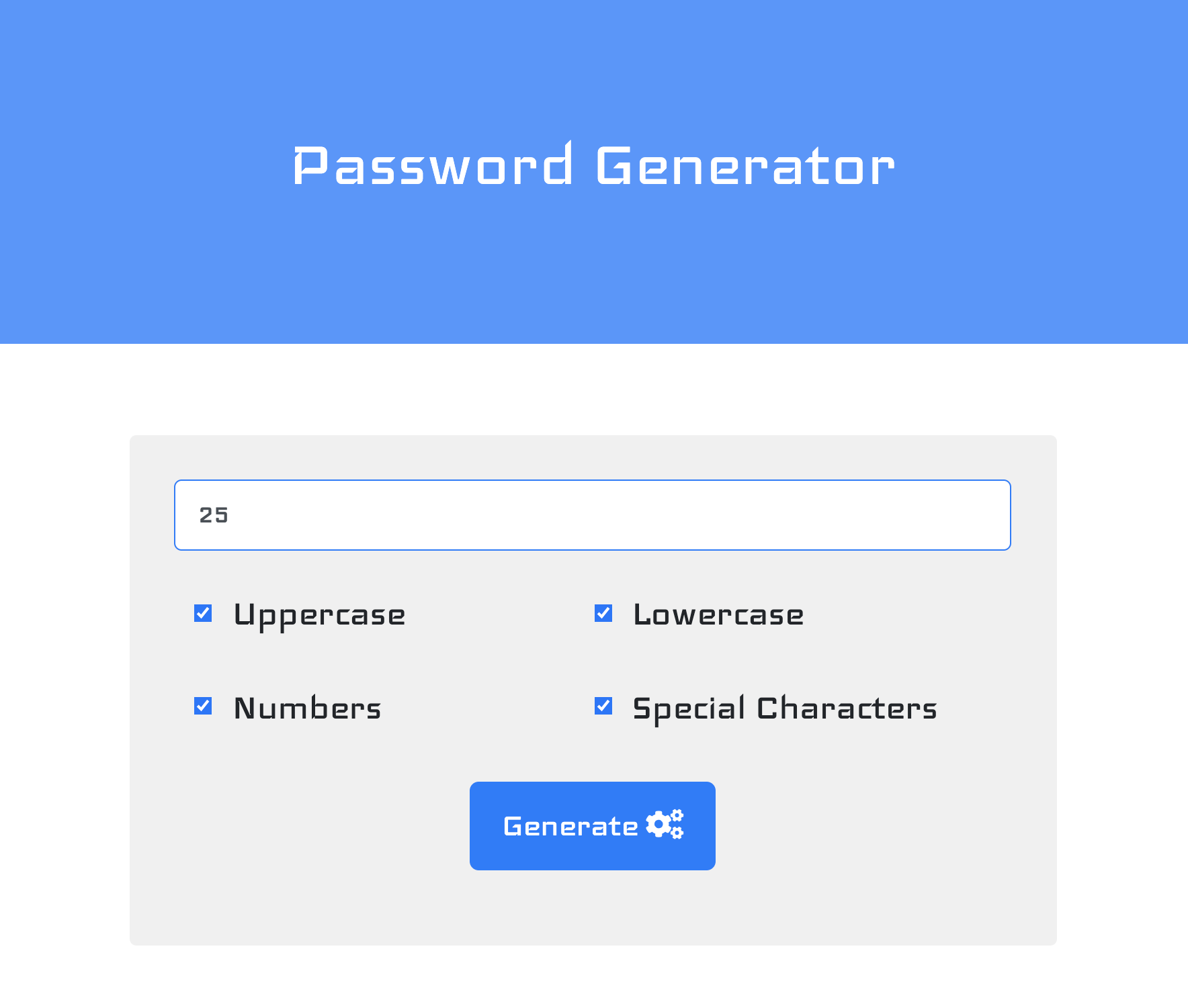 Screenshot of Password Generator